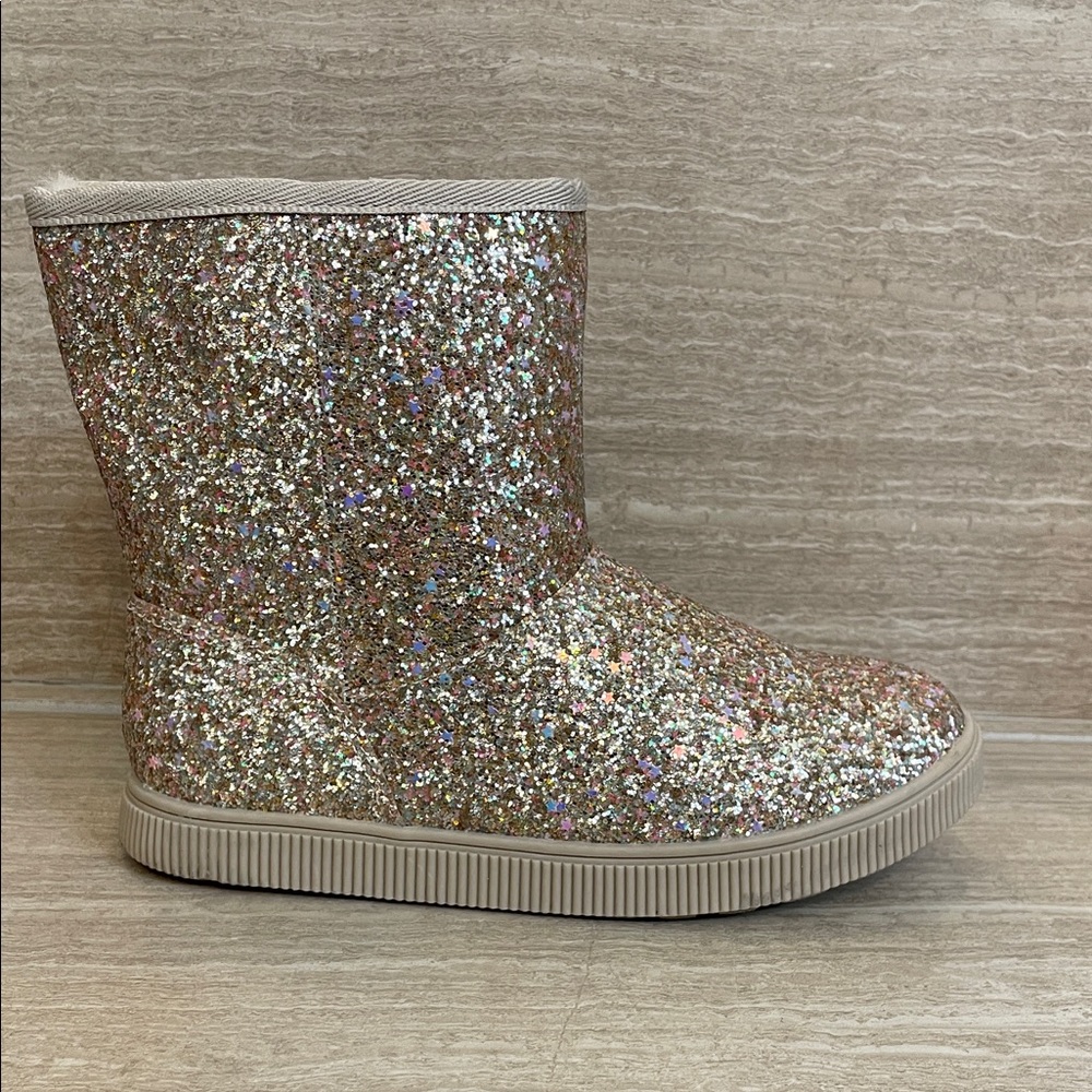 CAT & JACK NWOT Girls Size 3 Gold Glittery Multicolor Comfy Boots - Picture 2 of 10